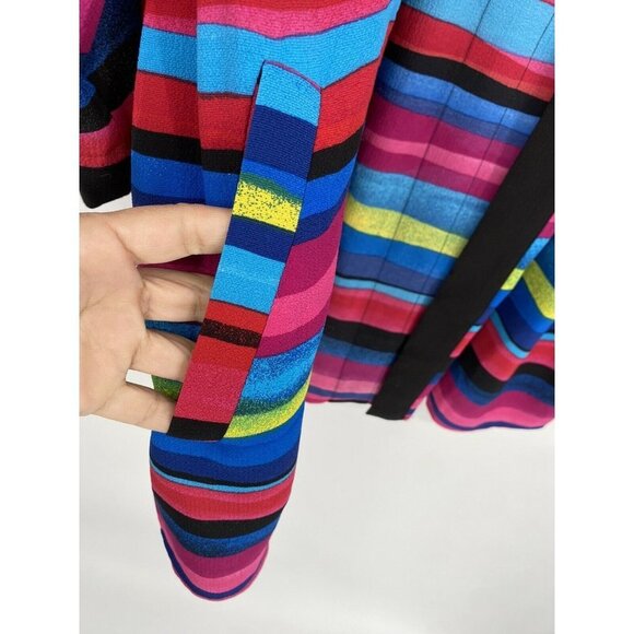 CARDIGAN MULTICOLOR  COLOR KIMONO-STYLE W/ POCKETS-LINEA By LOUIS DELL OLIO M - Picture 2 of 5